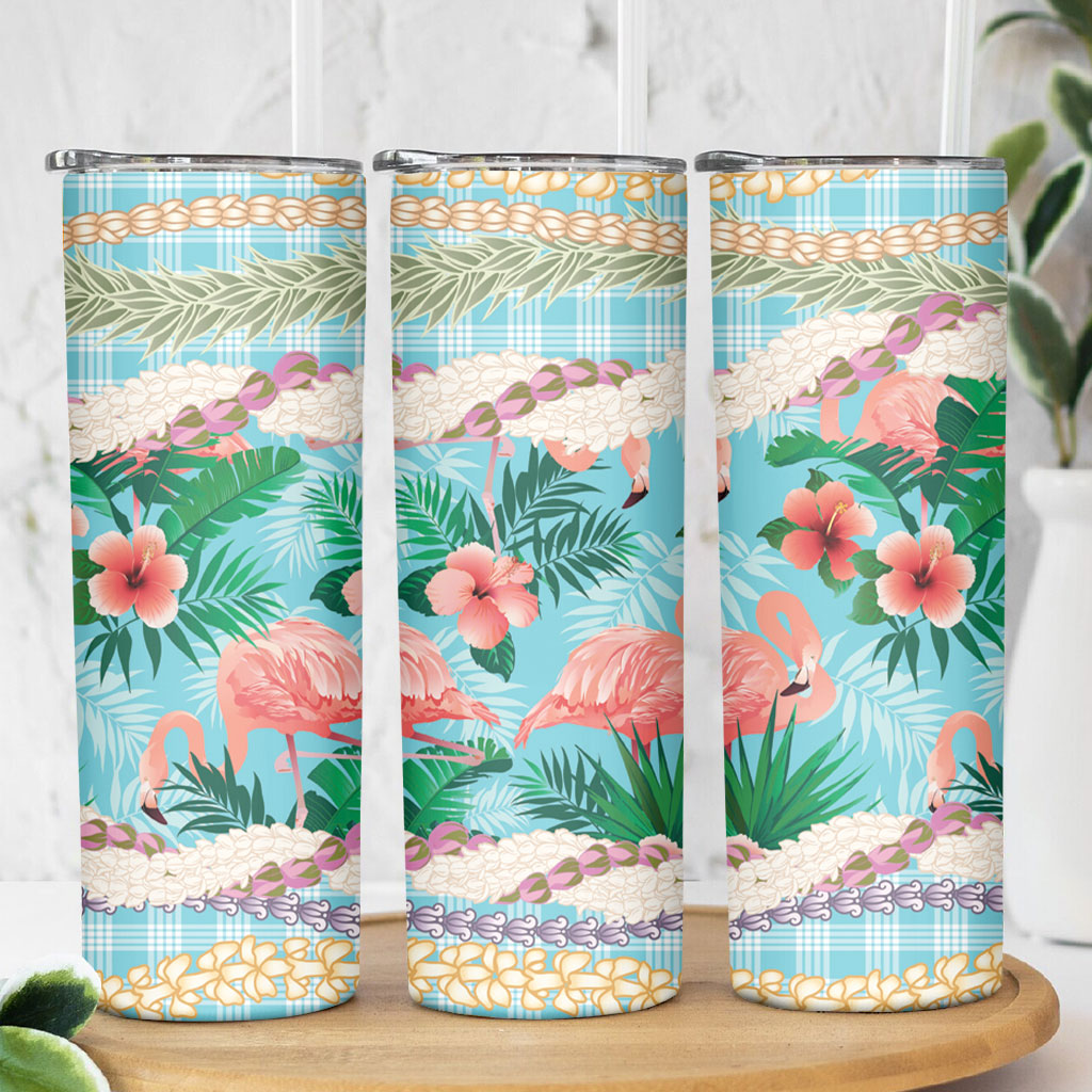 Flamingo Hawaii Summer Skinny Tumbler Hawaiian Lei Pakala Motifs Tropical Style