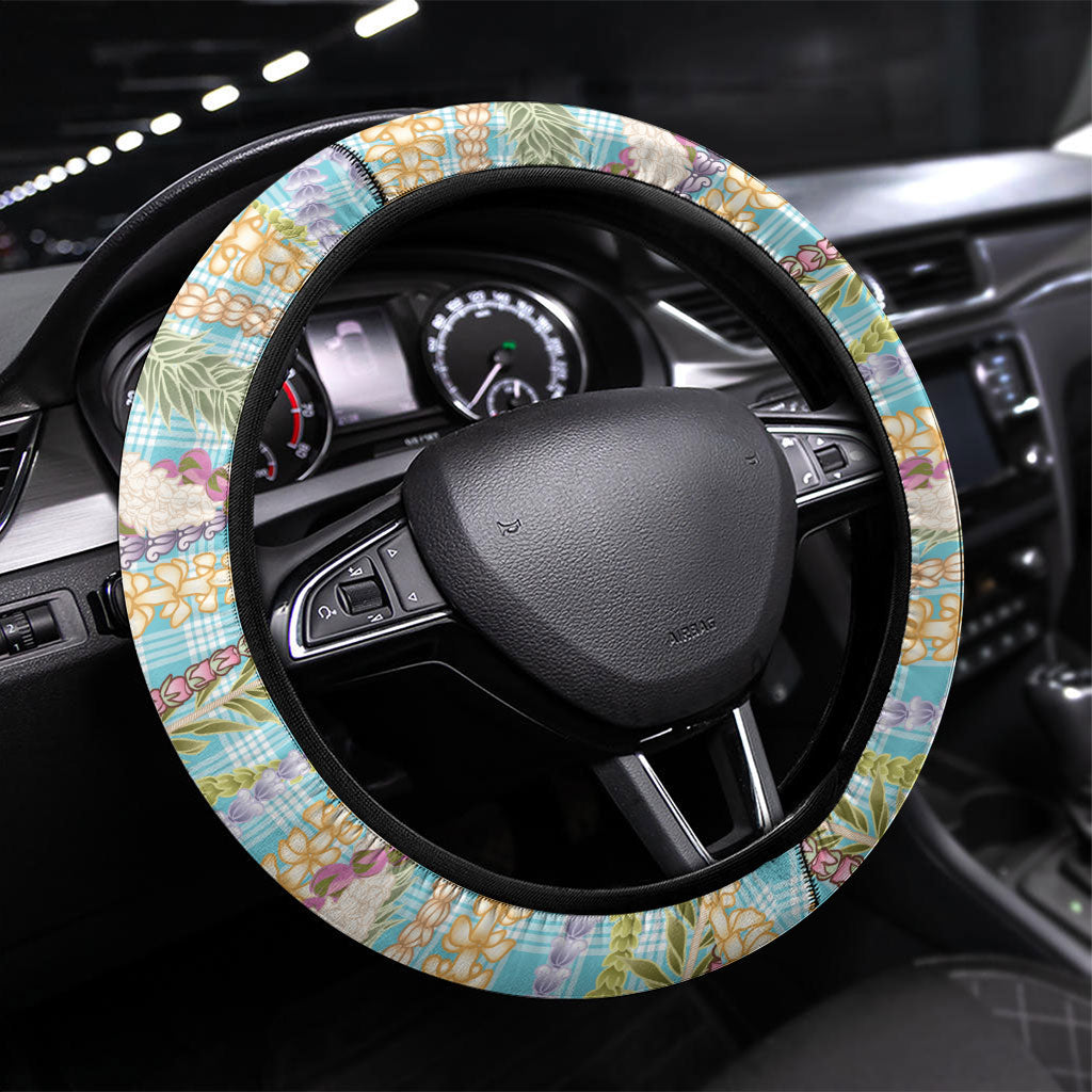 Flamingo Hawaii Summer Steering Wheel Cover Hawaiian Lei Pakala Motifs Tropical Style