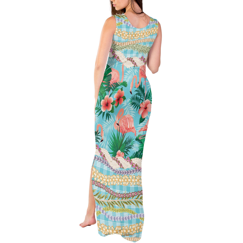 Flamingo Hawaii Summer Tank Maxi Dress Hawaiian Lei Pakala Motifs Tropical Style