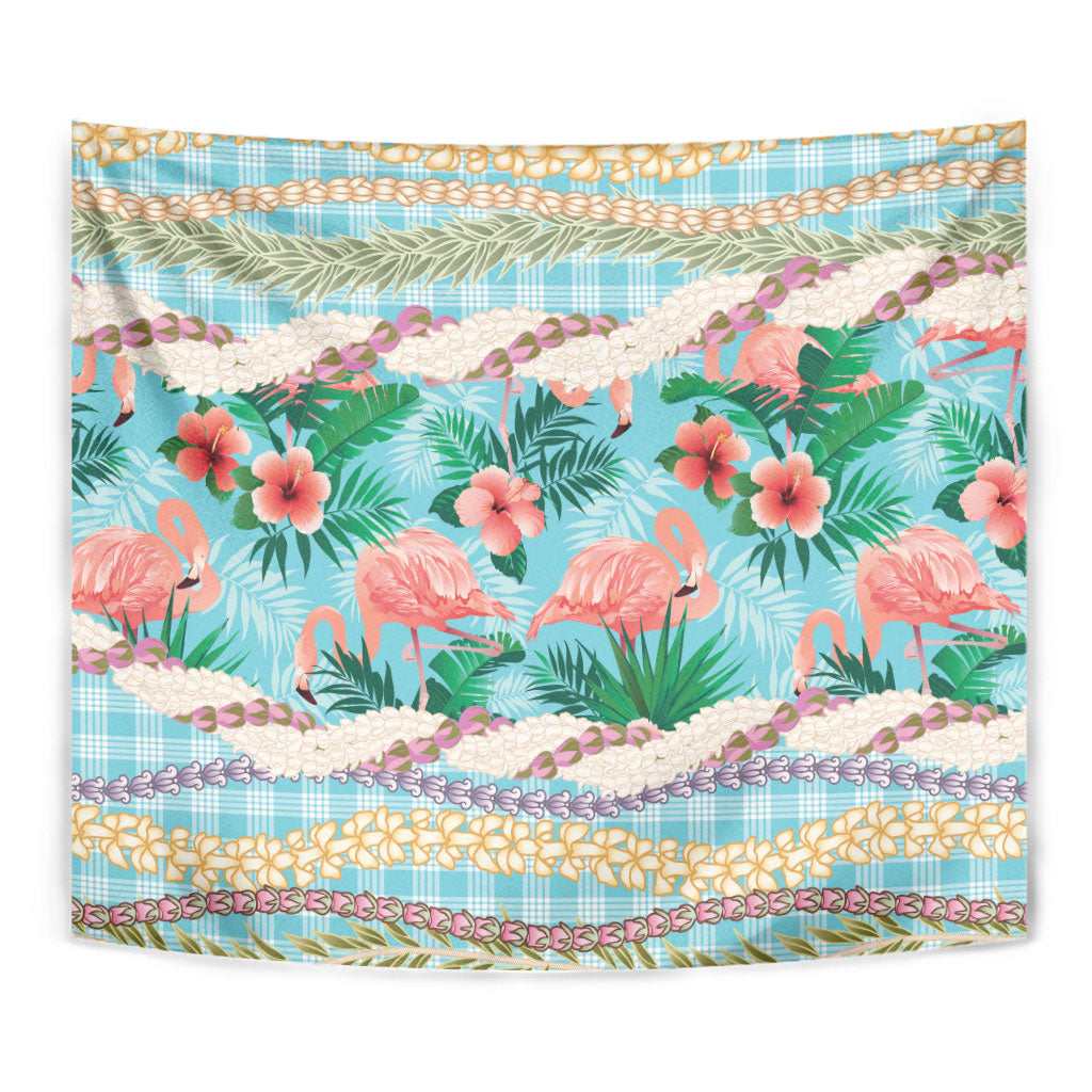 Flamingo Hawaii Summer Tapestry Hawaiian Lei Pakala Motifs Tropical Style