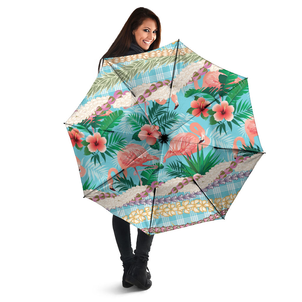 Flamingo Hawaii Summer Umbrella Hawaiian Lei Pakala Motifs Tropical Style