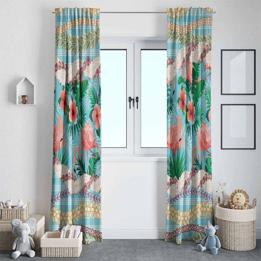 Flamingo Hawaii Summer Window Curtain Hawaiian Lei Pakala Motifs Tropical Style