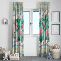 Flamingo Hawaii Summer Window Curtain Hawaiian Lei Pakala Motifs Tropical Style