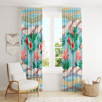 Flamingo Hawaii Summer Window Curtain Hawaiian Lei Pakala Motifs Tropical Style