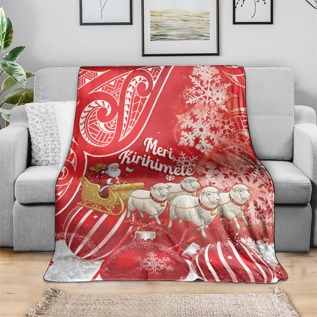 New Zealand Christmas In July Blanket Funny Santa Sheep Meri Kirihimete Red