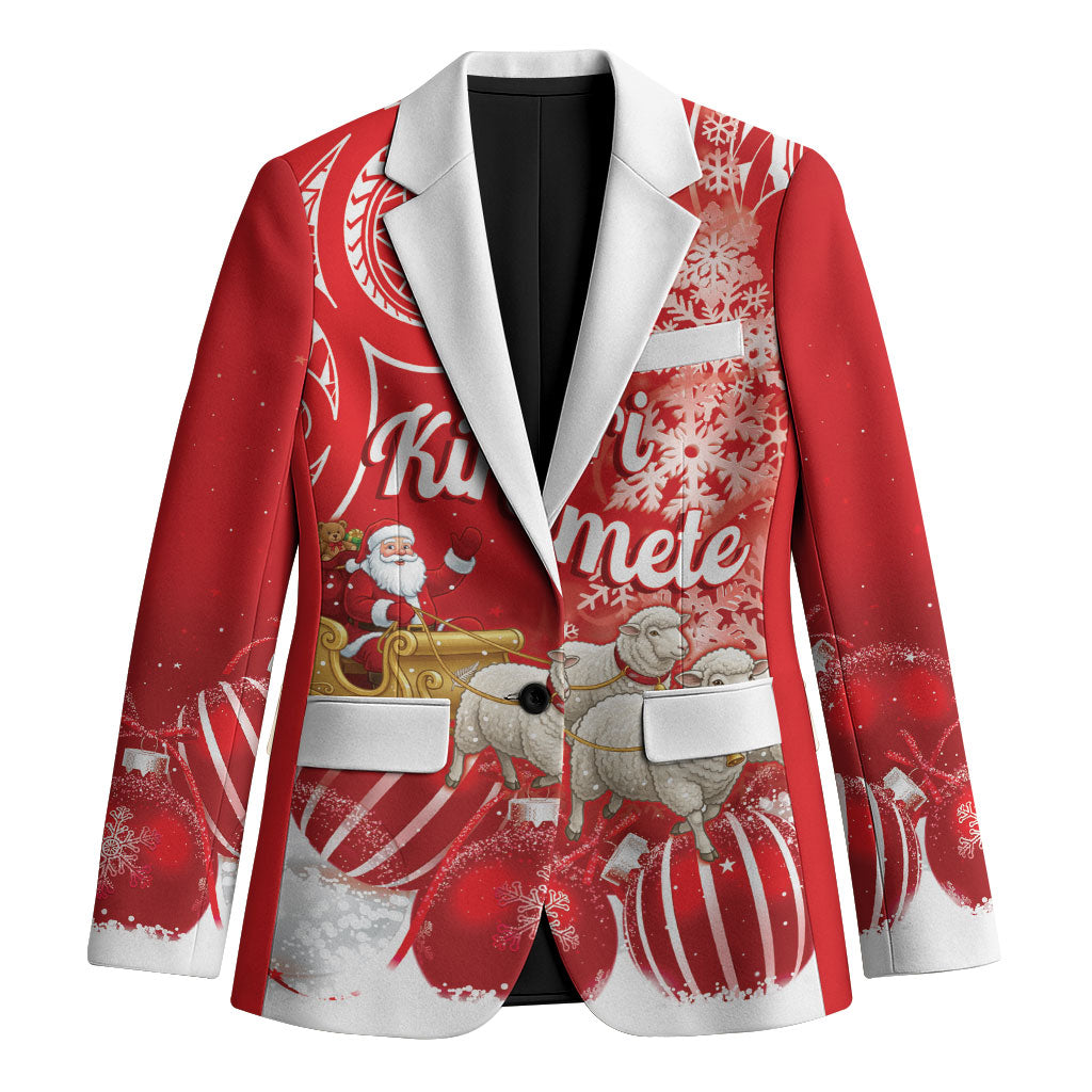 New Zealand Christmas In July Personalised Blazer Funny Santa Sheep Meri Kirihimete Red LT14 Unisex Red - Polynesian Pride