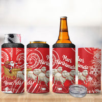 New Zealand Christmas In July Personalised 4 in 1 Can Cooler Tumbler Funny Santa Sheep Meri Kirihimete Red LT14 - Polynesian Pride