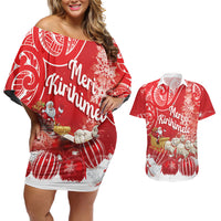 New Zealand Christmas In July Personalised Couples Matching Off Shoulder Short Dress and Hawaiian Shirt Funny Santa Sheep Meri Kirihimete Red LT14 Red - Polynesian Pride