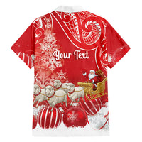 New Zealand Christmas In July Personalised Family Matching Off Shoulder Maxi Dress and Hawaiian Shirt Funny Santa Sheep Meri Kirihimete Red LT14 - Polynesian Pride