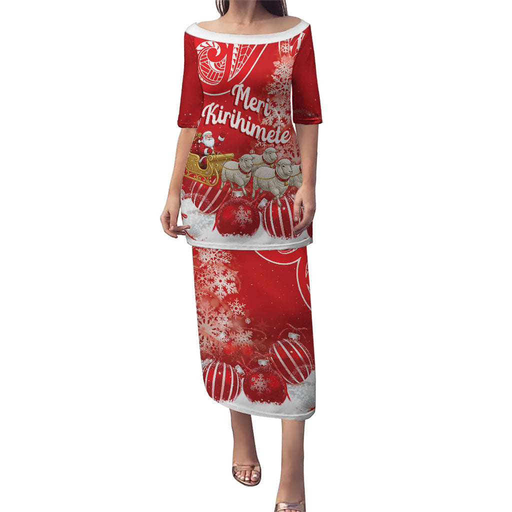 New Zealand Christmas In July Personalised Family Matching Puletasi and Hawaiian Shirt Funny Santa Sheep Meri Kirihimete Red LT14 Mom's Dress Red - Polynesian Pride