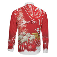 New Zealand Christmas In July Personalised Family Matching Short Sleeve Bodycon Dress and Hawaiian Shirt Funny Santa Sheep Meri Kirihimete Red LT14 - Polynesian Pride