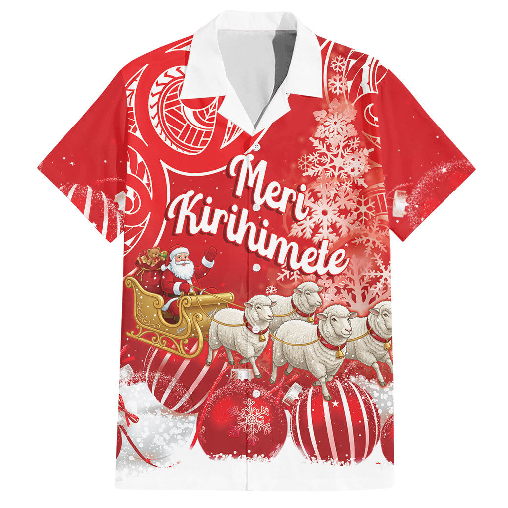 New Zealand Christmas In July Personalised Hawaiian Shirt Funny Santa Sheep Meri Kirihimete Red LT14 Red - Polynesian Pride