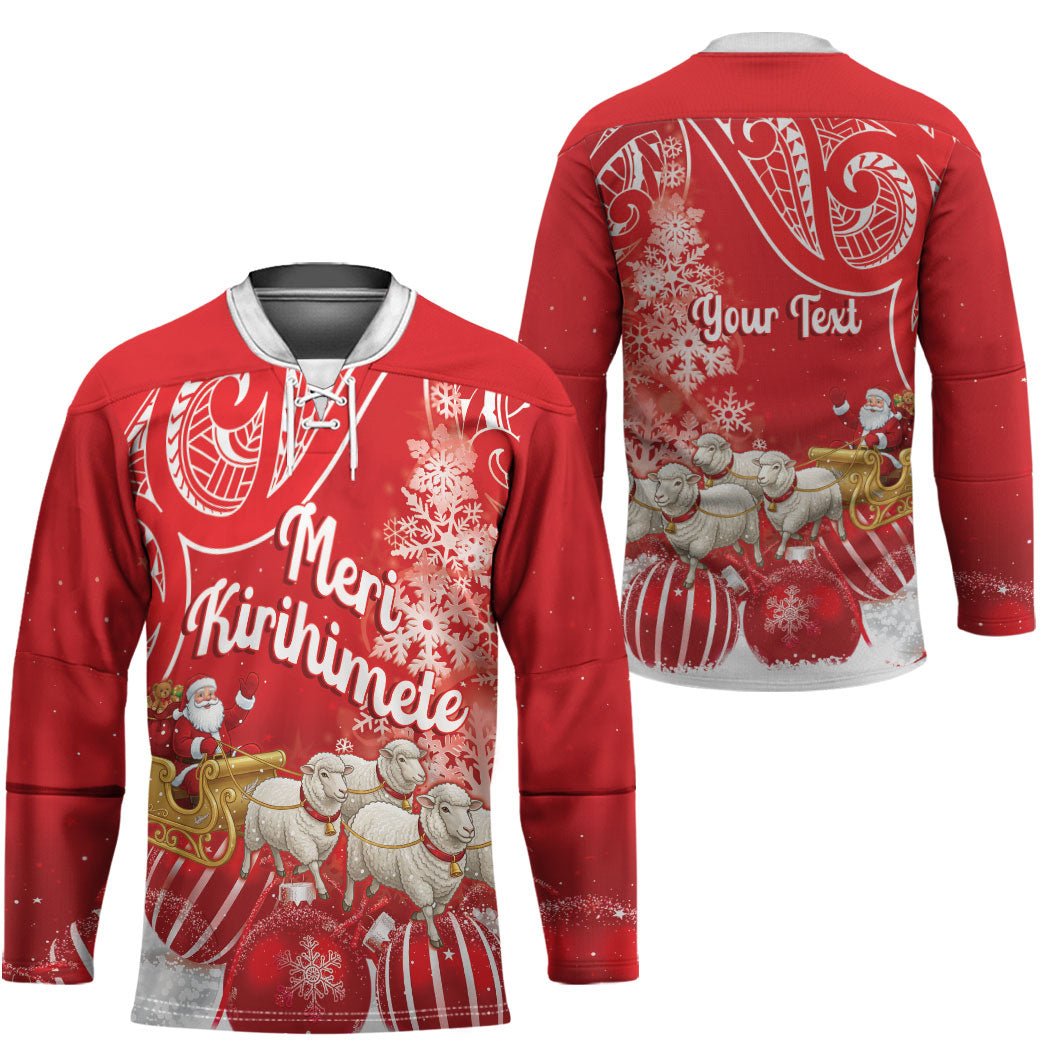 New Zealand Christmas In July Personalised Hockey Jersey Funny Santa Sheep Meri Kirihimete Red LT14 - Polynesian Pride