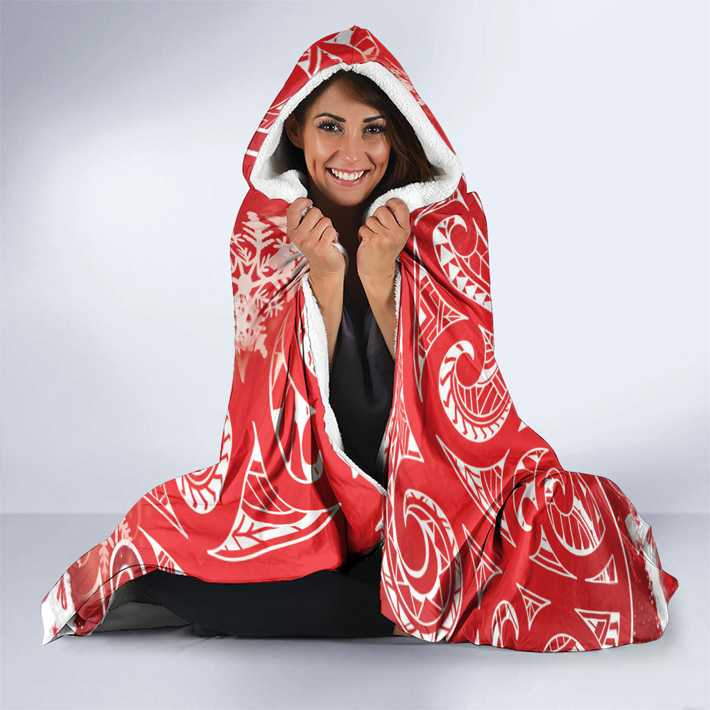 New Zealand Christmas In July Hooded Blanket Funny Santa Sheep Meri Kirihimete Red LT14 - Polynesian Pride