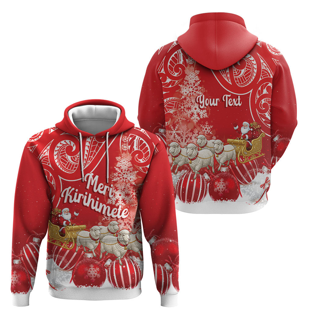 New Zealand Christmas In July Personalised Hoodie Funny Santa Sheep Meri Kirihimete Red LT14 - Polynesian Pride