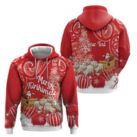 New Zealand Christmas In July Personalised Hoodie Funny Santa Sheep Meri Kirihimete Red LT14 - Polynesian Pride