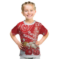 New Zealand Christmas In July Personalised Kid T Shirt Funny Santa Sheep Meri Kirihimete Red LT14 Red - Polynesian Pride