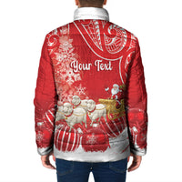New Zealand Christmas In July Personalised Padded Jacket Funny Santa Sheep Meri Kirihimete Red