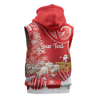 New Zealand Christmas In July Personalised Sleeveless Hoodie Funny Santa Sheep Meri Kirihimete Red LT14 - Polynesian Pride