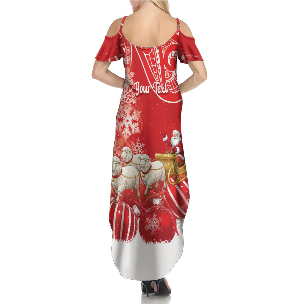 New Zealand Christmas In July Personalised Summer Maxi Dress Funny Santa Sheep Meri Kirihimete Red LT14 - Polynesian Pride