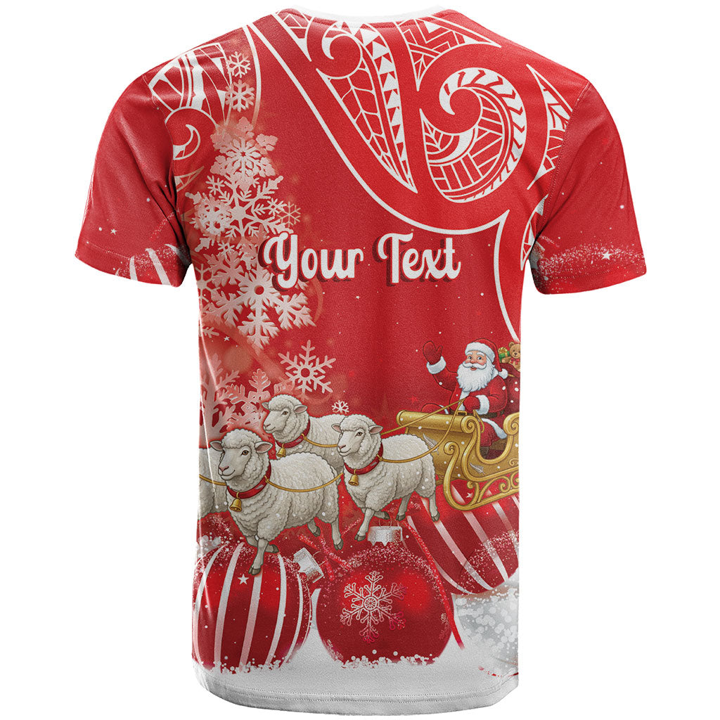 New Zealand Christmas In July Personalised T Shirt Funny Santa Sheep Meri Kirihimete Red LT14 - Polynesian Pride