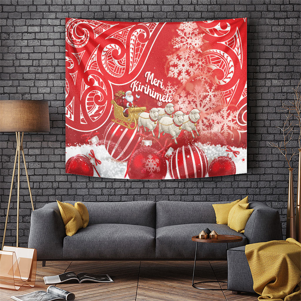 New Zealand Christmas In July Tapestry Funny Santa Sheep Meri Kirihimete Red