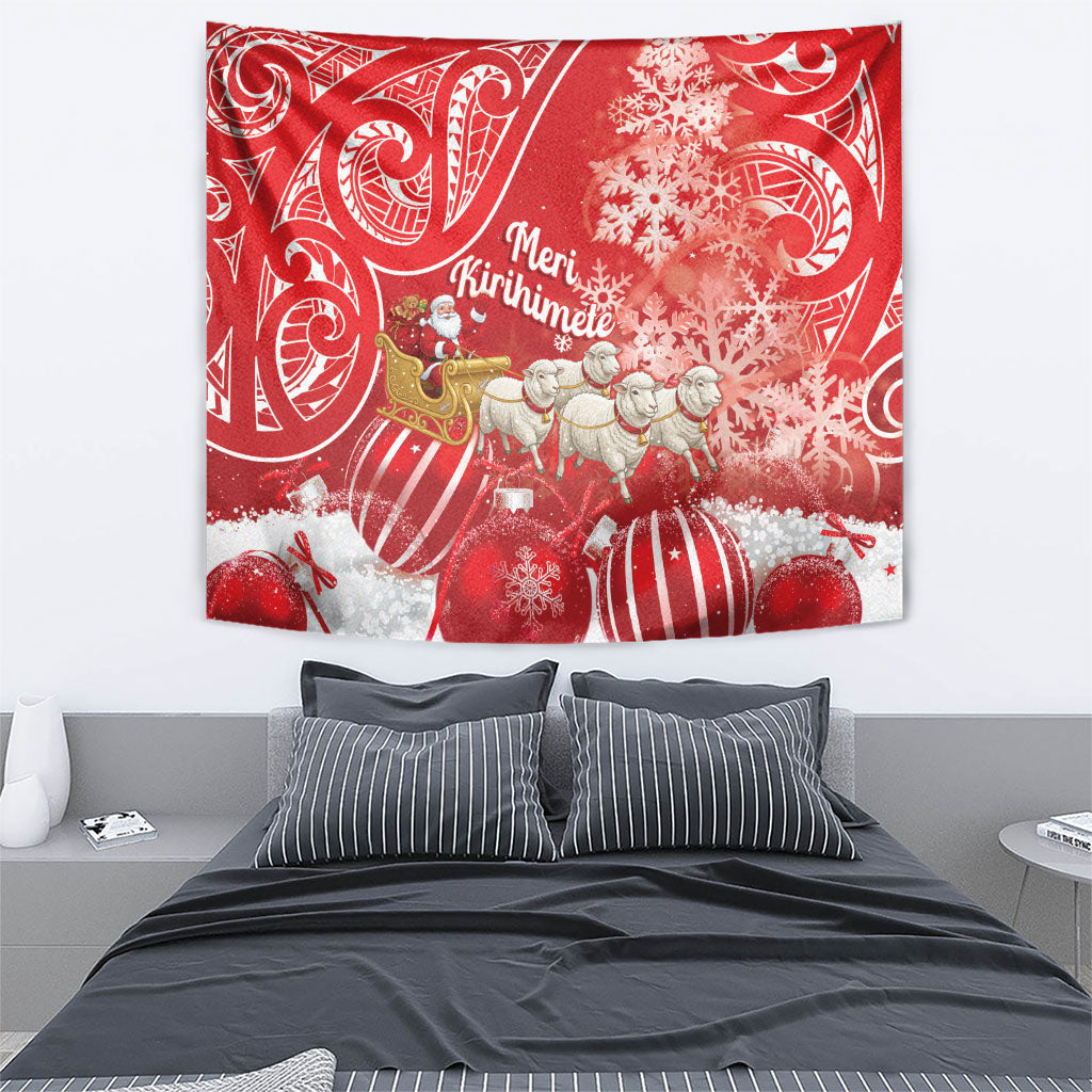 New Zealand Christmas In July Tapestry Funny Santa Sheep Meri Kirihimete Red