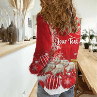 New Zealand Christmas In July Personalised Women Casual Shirt Funny Santa Sheep Meri Kirihimete Red LT14 - Polynesian Pride
