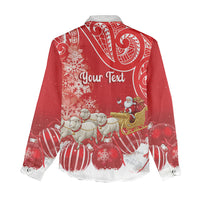 New Zealand Christmas In July Personalised Women Casual Shirt Funny Santa Sheep Meri Kirihimete Red LT14 - Polynesian Pride