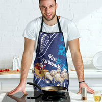 New Zealand Christmas In July Apron Funny Santa Sheep Meri Kirihimete Blue