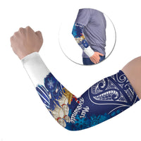 New Zealand Christmas In July Personalised Arm Sleeves Funny Santa Sheep Meri Kirihimete Blue LT14 Set of 2 Blue - Polynesian Pride