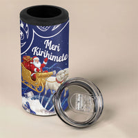 New Zealand Christmas In July Personalised 4 in 1 Can Cooler Tumbler Funny Santa Sheep Meri Kirihimete Blue LT14 - Polynesian Pride
