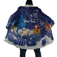 New Zealand Christmas In July Personalised Cloak Funny Santa Sheep Meri Kirihimete Blue