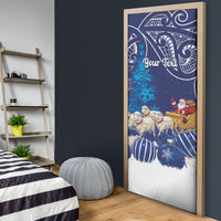 New Zealand Christmas In July Personalised Door Cover Funny Santa Sheep Meri Kirihimete Blue LT14 - Polynesian Pride