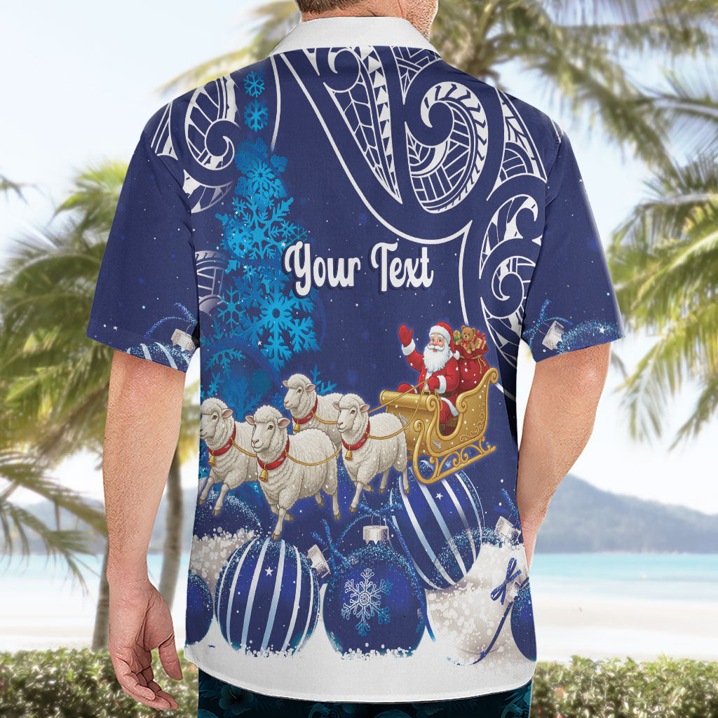 New Zealand Christmas In July Personalised Hawaiian Shirt Funny Santa Sheep Meri Kirihimete Blue LT14 - Polynesian Pride