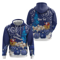 New Zealand Christmas In July Personalised Hoodie Funny Santa Sheep Meri Kirihimete Blue LT14 - Polynesian Pride
