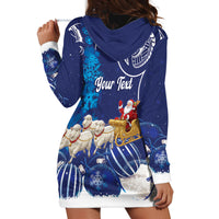 New Zealand Christmas In July Personalised Hoodie Dress Funny Santa Sheep Meri Kirihimete Blue LT14 - Polynesian Pride