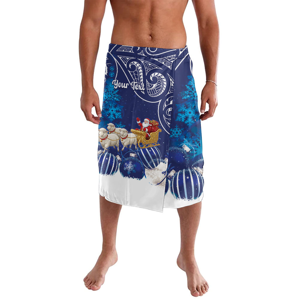 New Zealand Christmas In July Personalised Lavalava Funny Santa Sheep Meri Kirihimete Blue LT14 Blue - Polynesian Pride
