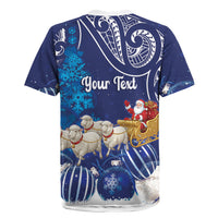 New Zealand Christmas In July Personalised Rugby Jersey Funny Santa Sheep Meri Kirihimete Blue LT14 - Polynesian Pride