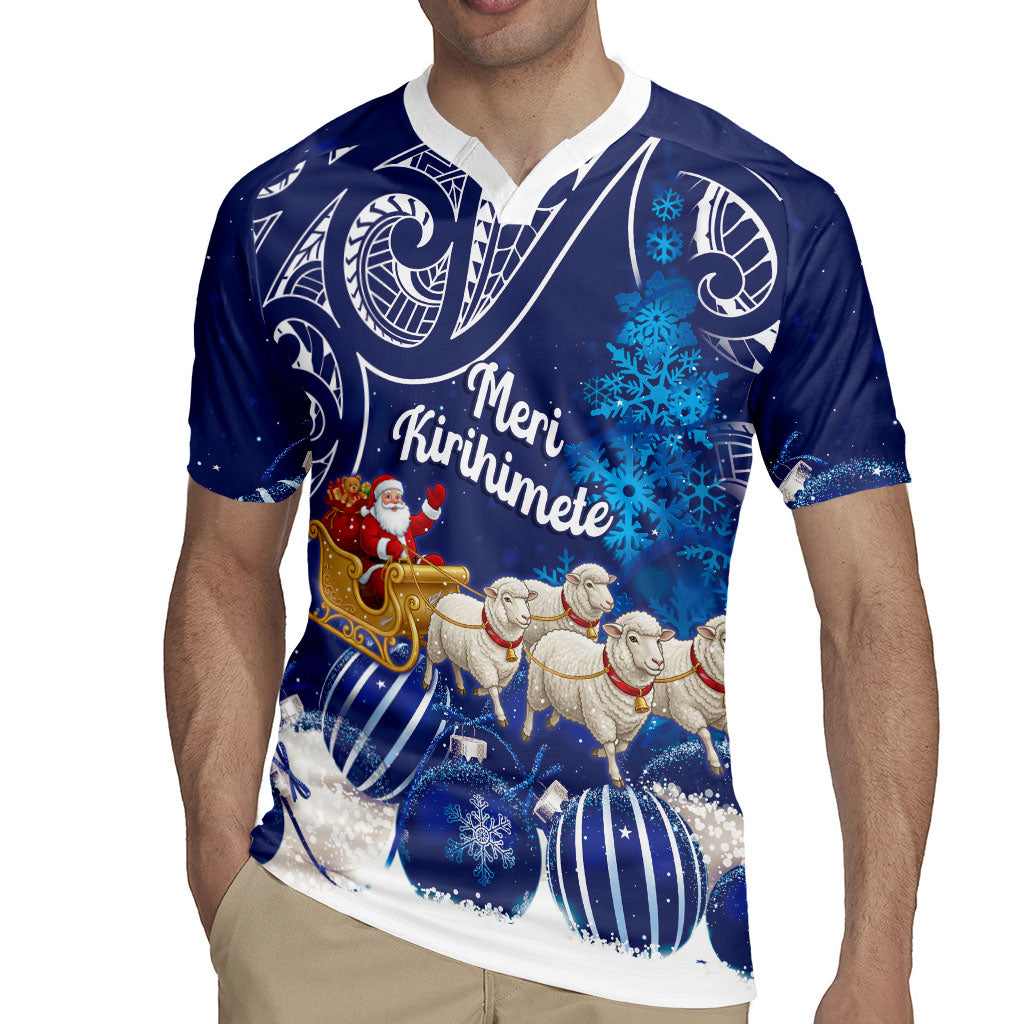 New Zealand Christmas In July Personalised Rugby Jersey Funny Santa Sheep Meri Kirihimete Blue LT14 - Polynesian Pride