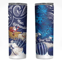 New Zealand Christmas In July Personalised Skinny Tumbler Funny Santa Sheep Meri Kirihimete Blue LT14 Blue - Polynesian Pride
