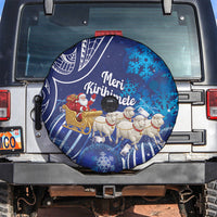 New Zealand Christmas In July Spare Tire Cover Funny Santa Sheep Meri Kirihimete Blue LT14 Blue - Polynesian Pride
