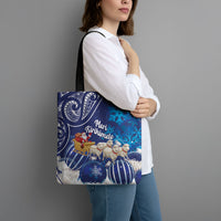 New Zealand Christmas In July Tote Bag Funny Santa Sheep Meri Kirihimete Blue