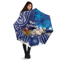 New Zealand Christmas In July Umbrella Funny Santa Sheep Meri Kirihimete Blue