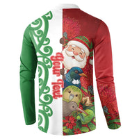 Meri Kirihimete New Zealand Personalised Button Sweatshirt Cute Santa NZ Animals and Pohutukawa