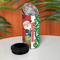 Meri Kirihimete New Zealand Personalised 4 in 1 Can Cooler Tumbler Cute Santa NZ Animals and Pohutukawa LT14 - Polynesian Pride