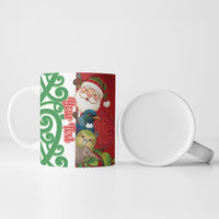 Meri Kirihimete New Zealand Personalised Ceramic Mug Cute Santa NZ Animals and Pohutukawa