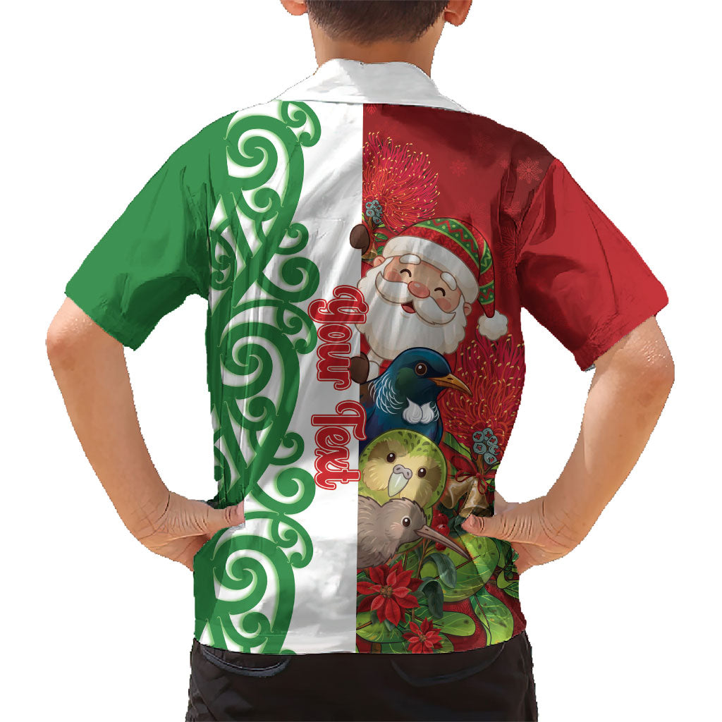 Meri Kirihimete New Zealand Personalised Family Matching Mermaid Dress and Hawaiian Shirt Cute Santa NZ Animals and Pohutukawa LT14 - Polynesian Pride