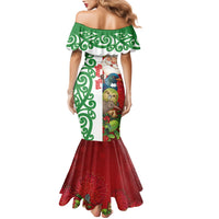 Meri Kirihimete New Zealand Personalised Family Matching Mermaid Dress and Hawaiian Shirt Cute Santa NZ Animals and Pohutukawa LT14 - Polynesian Pride