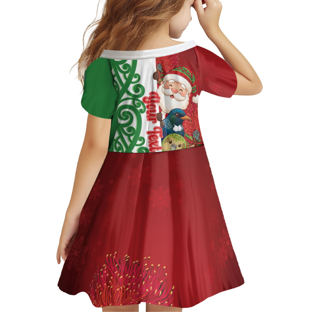 Meri Kirihimete New Zealand Personalised Family Matching Puletasi and Hawaiian Shirt Cute Santa NZ Animals and Pohutukawa LT14 - Polynesian Pride